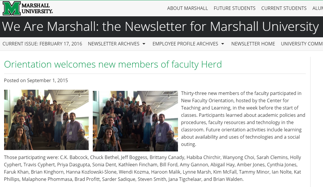 Orientation welcomes new members of faculty Herd